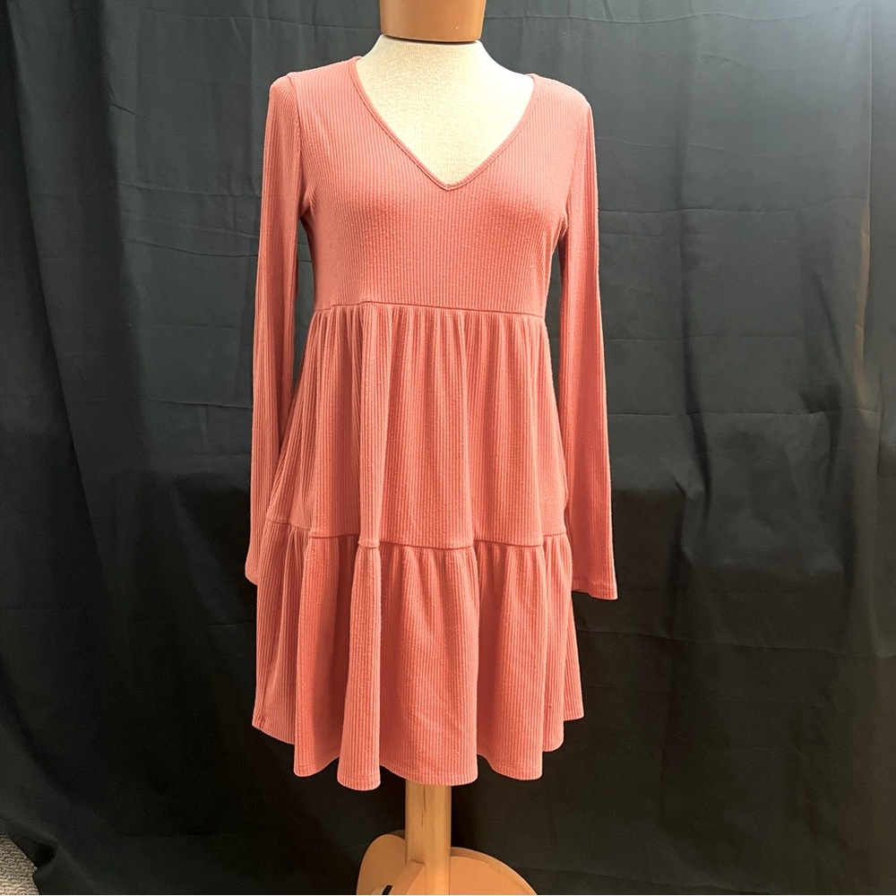 Wild fable - long sleeve - ribbed - short tiered dress ￼- size m